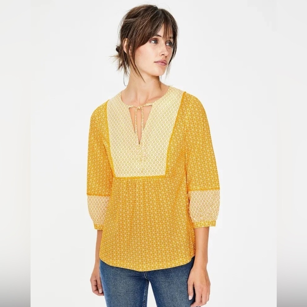 Boden Cottage Cora Marigold Boho Peasant Blouse Peasant womenYellow plus size 18